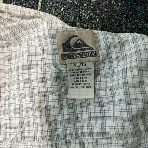 Quiksilver Gray & White Plaid Button‑Up Shirt Sz XL Surfer Streetwear Casual Y2K - Picture 13 of 13